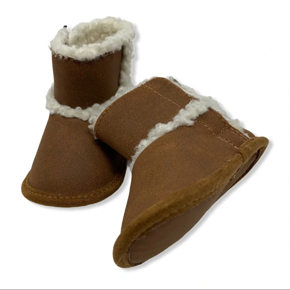 Faux suede shearling baby booties‎ 0-3 month